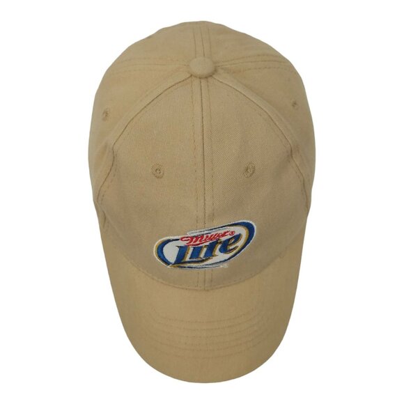 Miller Lite Embroidered Logo Khaki Strapback Cap Trucker Baseball Hat Beer Acme - Picture 7 of 15